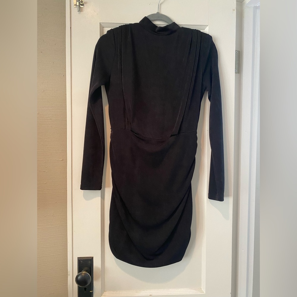 Mable Ruched Black Mini Dress
